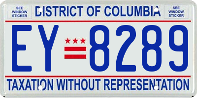 DC license plate EY8289