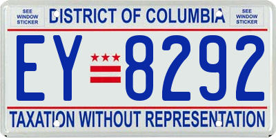 DC license plate EY8292