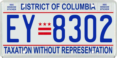 DC license plate EY8302