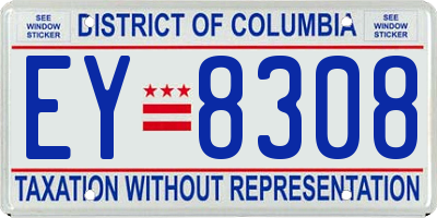 DC license plate EY8308