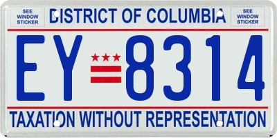 DC license plate EY8314