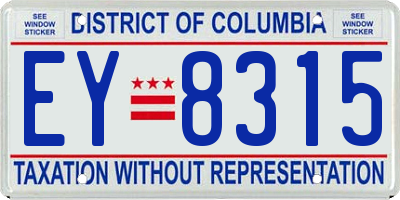 DC license plate EY8315