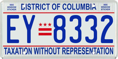 DC license plate EY8332