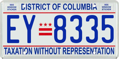 DC license plate EY8335