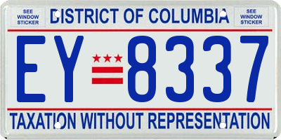 DC license plate EY8337