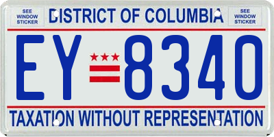 DC license plate EY8340