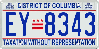 DC license plate EY8343