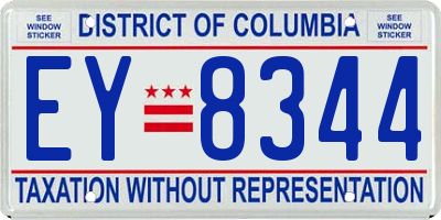 DC license plate EY8344