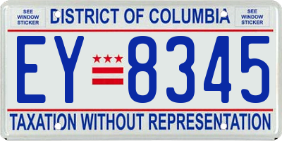 DC license plate EY8345