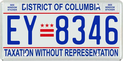 DC license plate EY8346