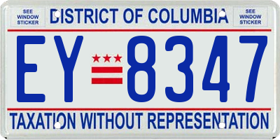 DC license plate EY8347