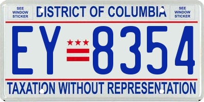 DC license plate EY8354