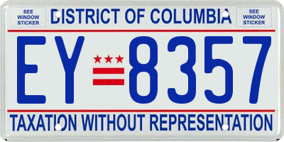 DC license plate EY8357