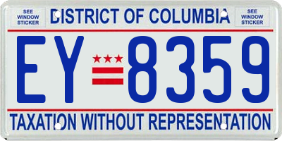 DC license plate EY8359