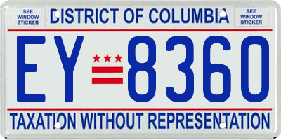 DC license plate EY8360