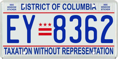 DC license plate EY8362