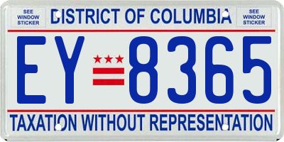 DC license plate EY8365