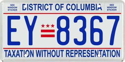 DC license plate EY8367