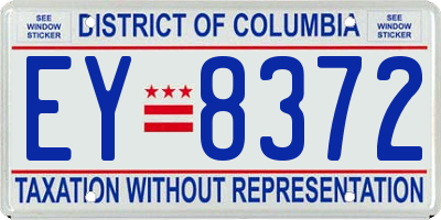 DC license plate EY8372