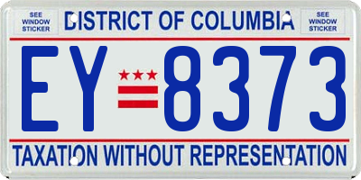 DC license plate EY8373