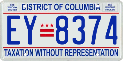 DC license plate EY8374