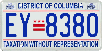 DC license plate EY8380