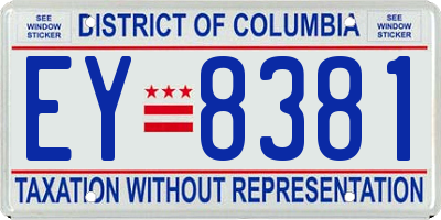 DC license plate EY8381