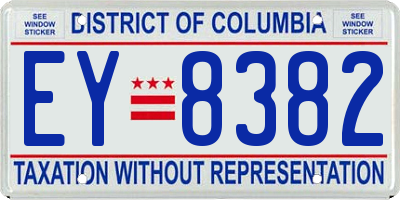 DC license plate EY8382