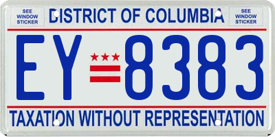 DC license plate EY8383