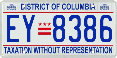 DC license plate EY8386