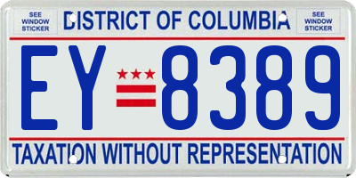 DC license plate EY8389