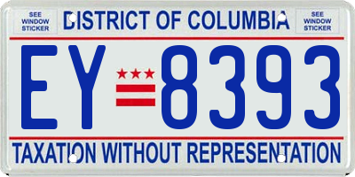 DC license plate EY8393