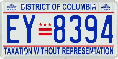 DC license plate EY8394