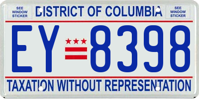 DC license plate EY8398