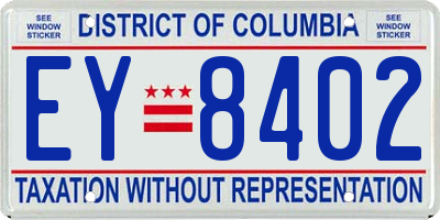 DC license plate EY8402