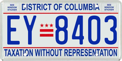 DC license plate EY8403