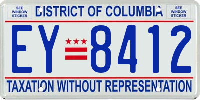 DC license plate EY8412