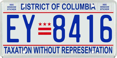 DC license plate EY8416