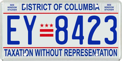 DC license plate EY8423