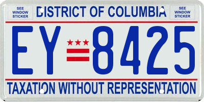 DC license plate EY8425