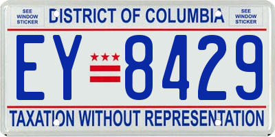 DC license plate EY8429