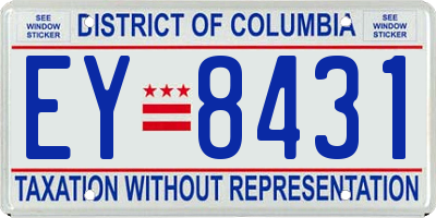 DC license plate EY8431