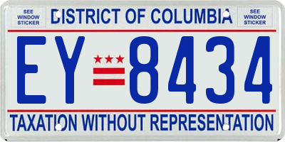 DC license plate EY8434