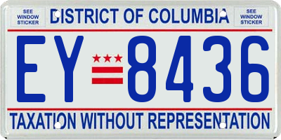 DC license plate EY8436