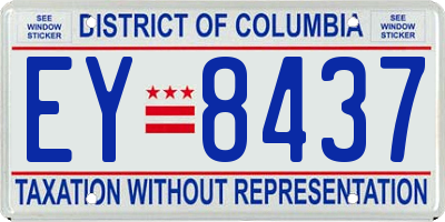 DC license plate EY8437