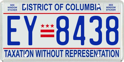 DC license plate EY8438