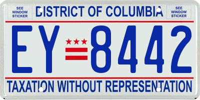 DC license plate EY8442