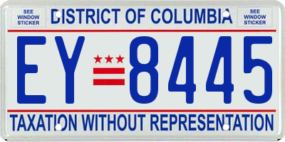 DC license plate EY8445