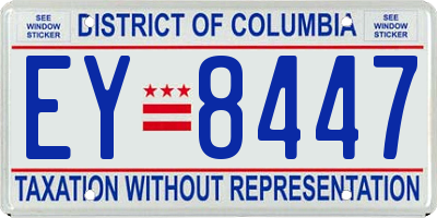 DC license plate EY8447