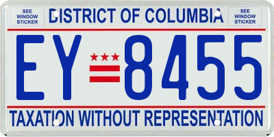 DC license plate EY8455